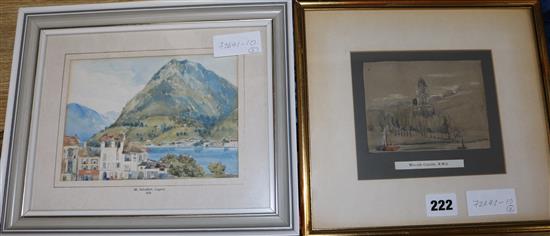 Attributed to William Callow sketch and 1856 watercolour of Lake Lugano